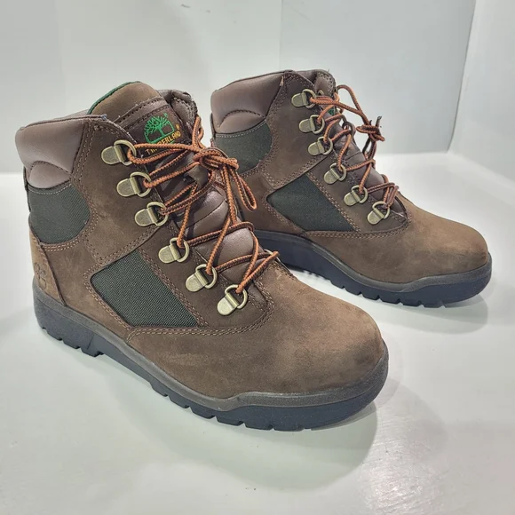 TIMBERLAND BIG KIDS BEEF BROCCOLI 6" FIELD BOOTS SIZE 4 BROWN/OLIVE - Picture 2 of 14